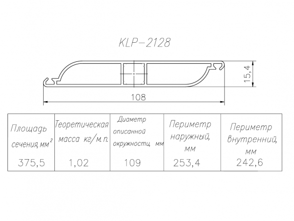 Профиль для вентиляции KLP-2128 - 108x15.4 